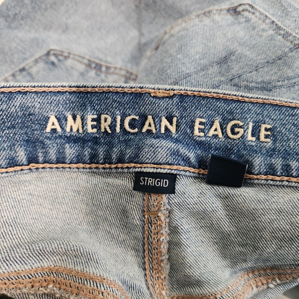 American Eagle Ex-Boyfriend Baggy Straight Jeans Women's 14 Long Strigid Denim - Picture 7 of 9